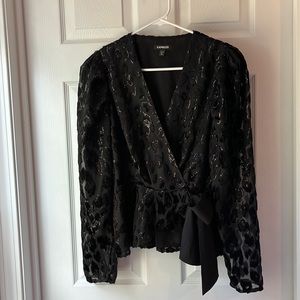 Express black leopard print top